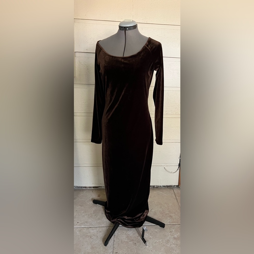 Long Velvet Brown Dress